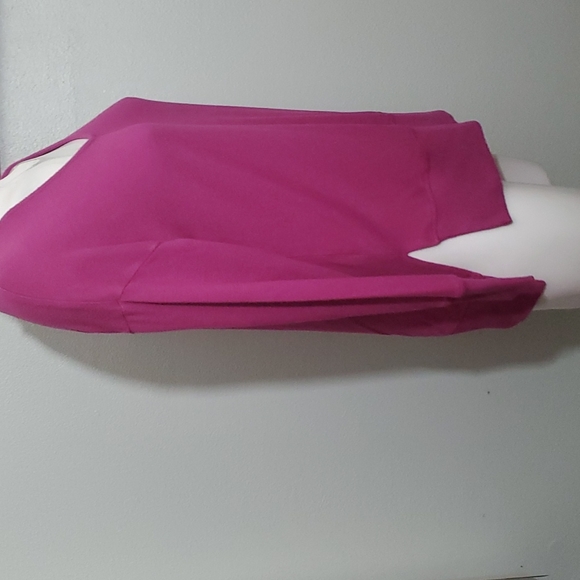GIBSON Womens Fuchsia V-Neck Drop Shoulder Pullover Sweater-Hi-Lo Hem-EUC-Sz PXS - Picture 8 of 15